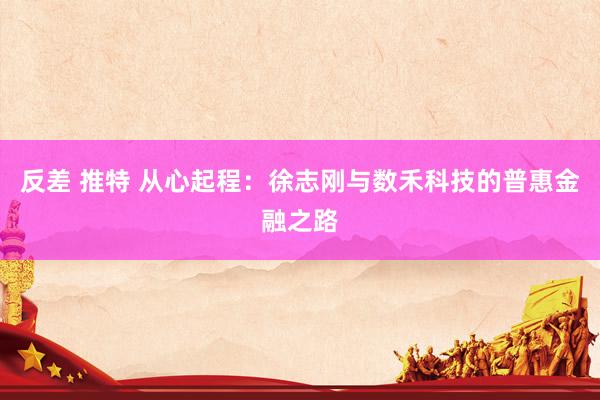 反差 推特 从心起程：徐志刚与数禾科技的普惠金融之路